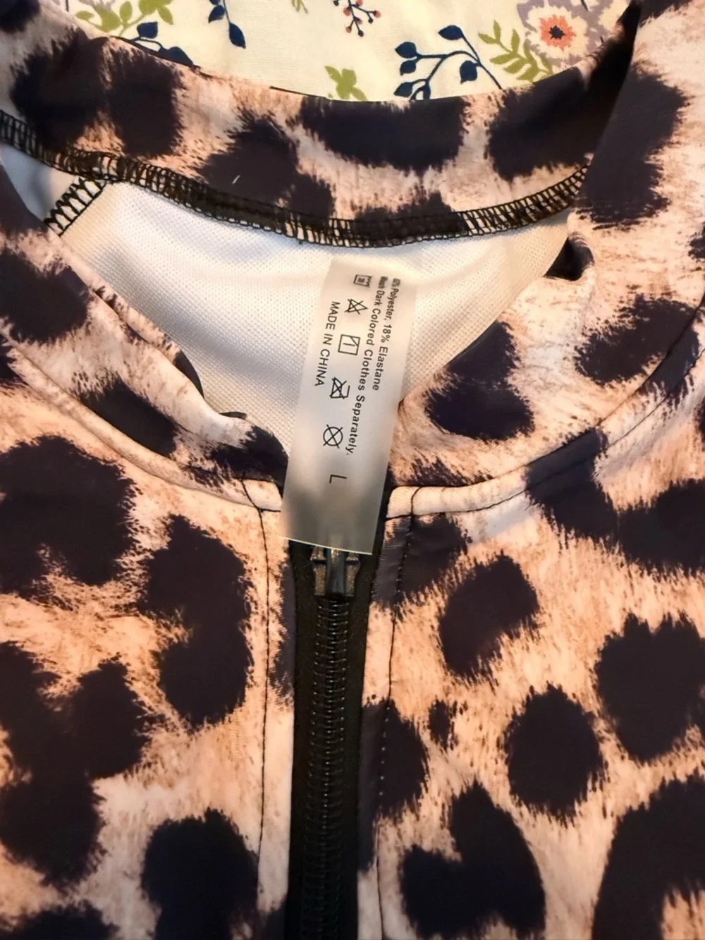 Floerns Women's Long Sleeve Rash Guard Zipper Up Leopard One Piece Swimsuit - Picture 2 of 3